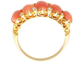 Antique Five Stone Coral Ring in gold