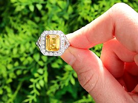  Yellow Sapphire Ring with Diamonds Outside