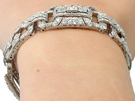 Ladies Diamond Bracelet in Platinum Wearing