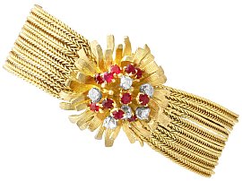 Vintage 0.75ct Ruby and 0.52ct Diamond, 18ct Yellow Gold Watch