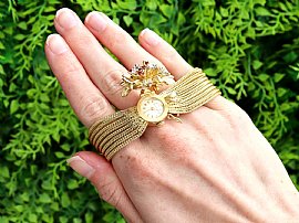 Rare Ruby and Diamond Bracelet Watch in Gold