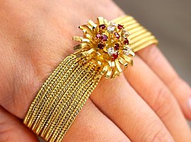 Rare Ruby and Diamond Bracelet Watch in Gold