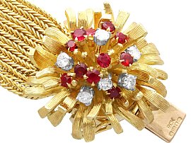 Rare Ruby and Diamond Bracelet Watch in Gold