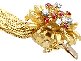 Rare Ruby and Diamond Bracelet Watch in Gold