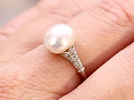 Antique Saltwater Pearl Engagement Ring