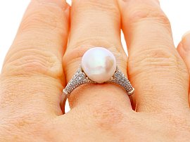 Antique Saltwater Pearl Engagement Ring