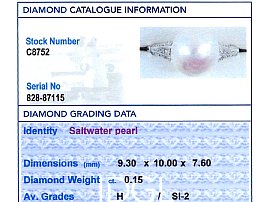 Antique Saltwater Pearl Engagement Ring grading card