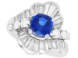 1930s 1.66ct Ceylon Sapphire and 1.95ct Diamond, Platinum Dress Ring