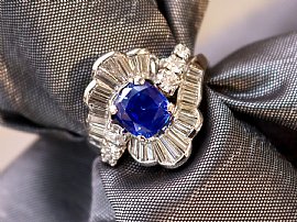 Large Sapphire Dress Ring with Diamonds