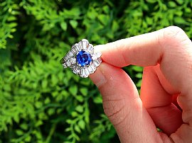 Large Sapphire Dress Ring with Diamonds