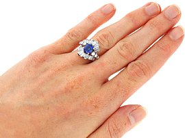 Sapphire and Diamond Dress Ring in Platinum wearing