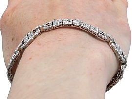 11.75 Carat Diamond Bracelet in Platinum wearing