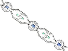 Sapphire Emerald and Diamond Bracelet reverse 