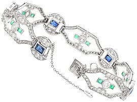 Sapphire Emerald and Diamond Bracelet open