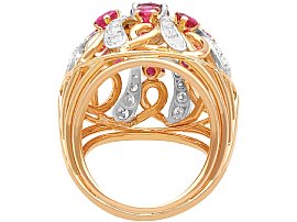 1930s Ruby and Diamond Cocktail Ring in Yellow Gold