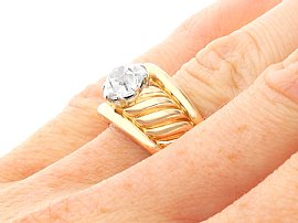 Mens Diamond Ring 1.25 carat in Yellow Gold on hand