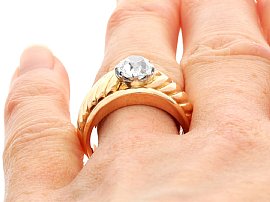 Mens Diamond Ring 1.25 carat in Yellow Gold on finger