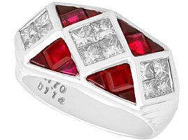 Ruby and Diamond Dress Ring in Platinum