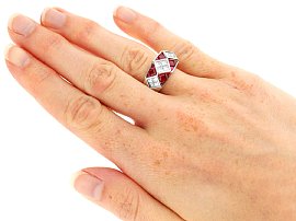 Wearing Ruby and Diamond Dress Ring in Platinum