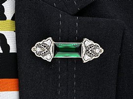 Wearing Tourmaline Brooch with Diamonds