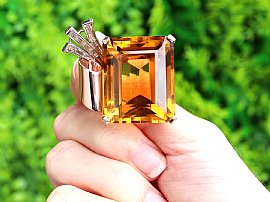 Large Vintage Citrine Brooch Outside