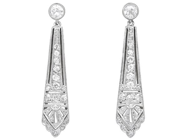 1930s Art Deco Drop Earrings with Diamonds