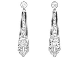 1930s Art Deco 0.98ct Diamond and 18ct White Gold Drop Earrings