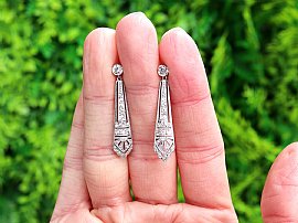 1930s Art Deco Drop Earrings with Diamonds