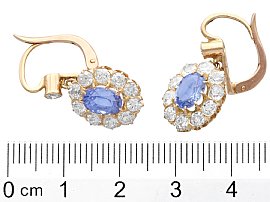 Antique Sapphire and Diamond Earrings Yellow Gold