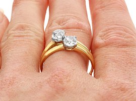 Antique Two Stone Diamond Ring Wearing