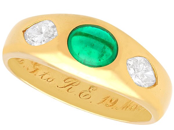 Antique Emerald and Diamond Gold Band