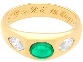 Antique Emerald and Diamond Gold Band