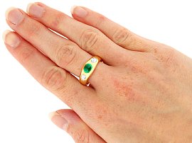 wWearing Antique Emerald and Diamond Gold Band