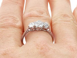 Platinum Three Stone Diamond Ring wearing