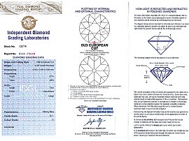 Platinum Three Stone Diamond Ring certificate