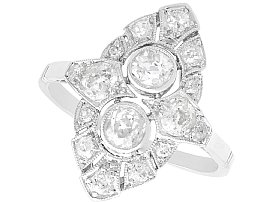 1.46ct Diamond and Platinum Dress Ring - Art Deco - Antique Circa 1920