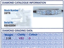 French PavÃ© Diamond Eternity Ring grading card