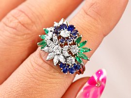 Vintage Floral Gemstone Ring for Sale