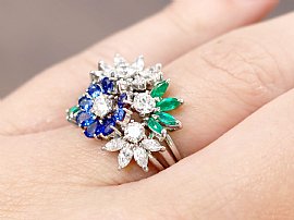 Vintage Floral Gemstone Ring for Sale