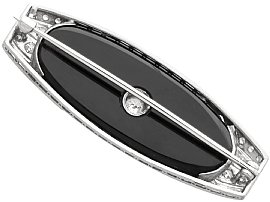 Art Deco Onyx Brooch with Diamonds reverse