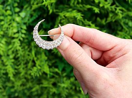 Antique Diamond Crescent Brooch in Gold