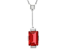 Art Deco 4.22ct Tourmaline and Diamond, 18ct White Gold Pendant