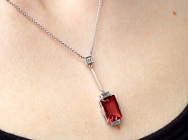 Art Deco Tourmaline Pendant Necklace