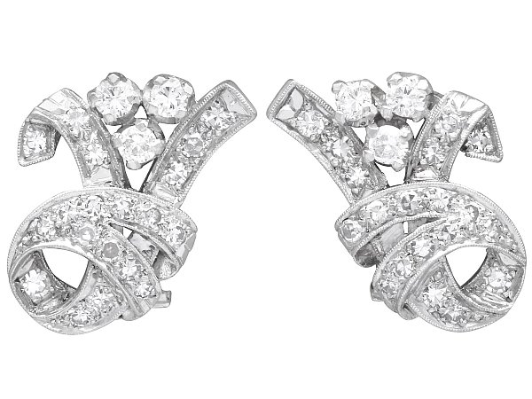 White Gold Diamond Clip On Earrings