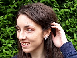 White Gold Diamond Clip On Earrings wearing