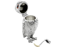 Vintage Owl Mustard Pot in Sterling Silver open