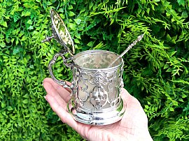 Victorian Silver Mustard Pot with Liner open