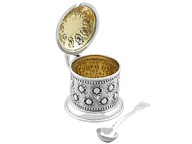 Desirable Style Silver Mustard Pot open