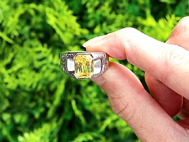  Yellow Sapphire Ring with Diamonds Outside