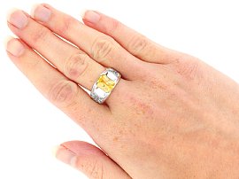 Ceylon Yellow Sapphire Ring in Platinum wearing